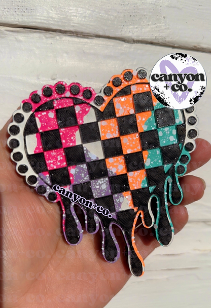 Checkered Color Drip Heart