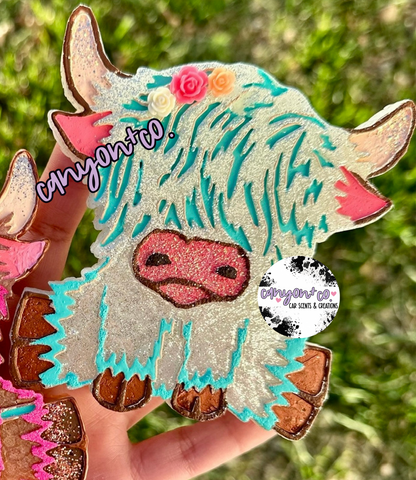 Glittered Highland Cow (various)