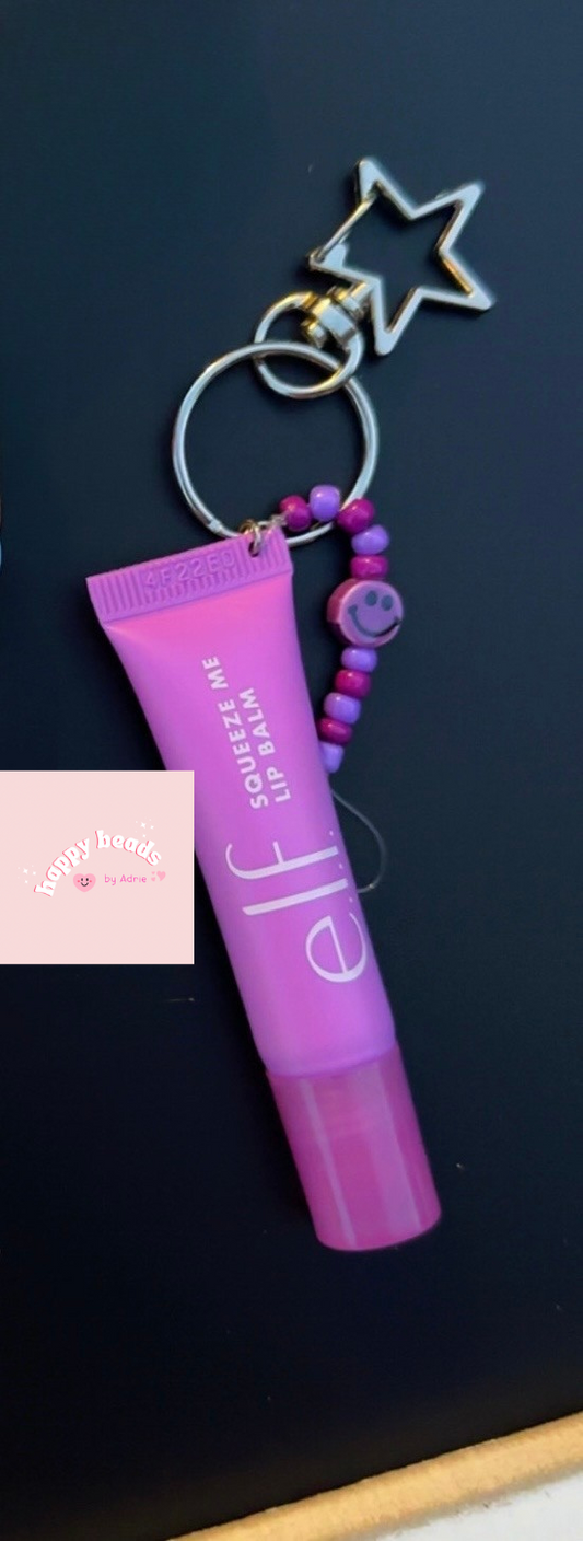 ELF Squeeze Me Lip Balm Beaded Keychain